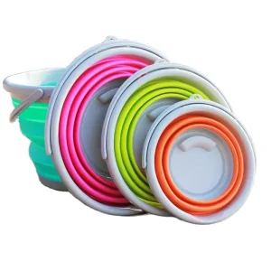 Silicone Folding Bucket Fishing Square Bucket Car Wash Outdoor Gardeen Supplies Bathroom Kitchen Camp Round Bucket 3L/5L/10L 1
