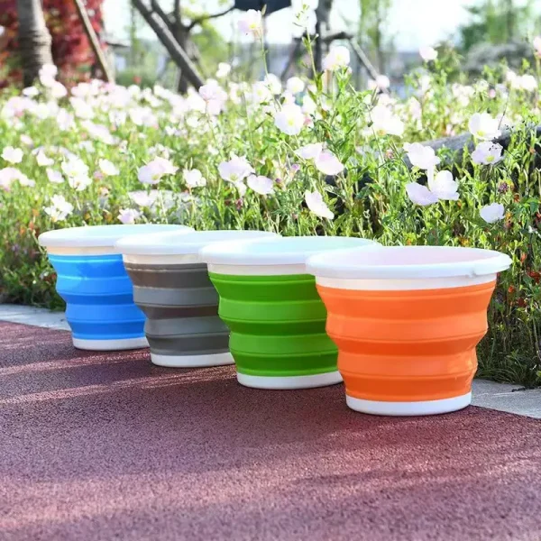 Silicone Folding Bucket Fishing Square Bucket Car Wash Outdoor Gardeen Supplies Bathroom Kitchen Camp Round Bucket 3L/5L/10L 2