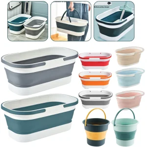 Foldable Mop Bucket Portable Wash Basin Dishpan for Bathroom Cleaning Kitchen Household Large Capacity Folding Bucket Space Sav 1