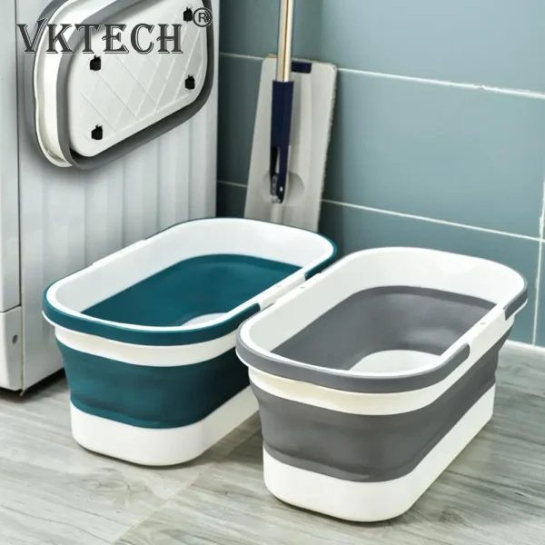 Foldable Mop Bucket Portable Wash Basin Dishpan for Bathroom Cleaning Kitchen Household Large Capacity Folding Bucket Space Sav 2