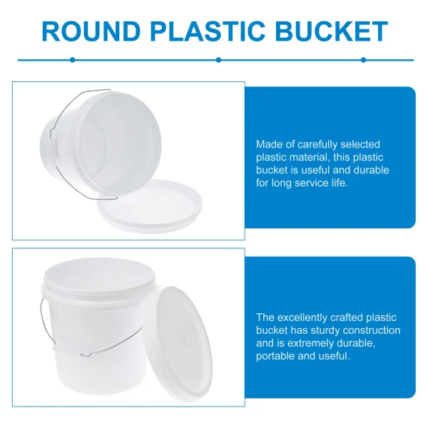 Plastic Bucket 10L White Press Lid Durable Round Container Household Sealed Barrel Garden Outdoor Utility Water Pail Storage 4
