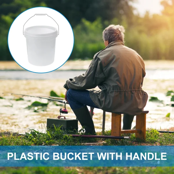 Plastic Bucket 10L White Press Lid Durable Round Container Household Sealed Barrel Garden Outdoor Utility Water Pail Storage 5