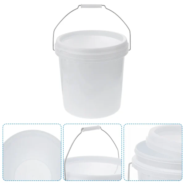 Plastic Bucket 10L White Press Lid Durable Round Container Household Sealed Barrel Garden Outdoor Utility Water Pail Storage 6