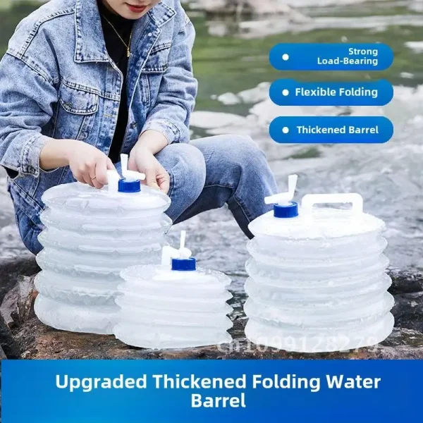 Portable Folding Water Bucket 5L/10L/15L Transparent Plastic for Outdoor Camping Car Travel Home Storage with Faucet 1
