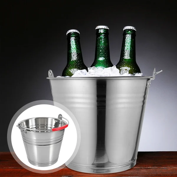 Stainless Steel Bucket Portable Trash Can Large Capacity Water Pail Milk Barrel Corrosion Resistant Oxidation Proof 1