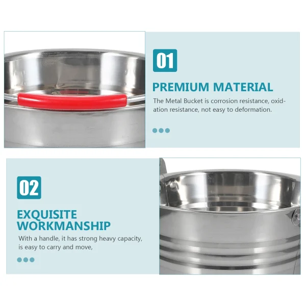 Stainless Steel Bucket Portable Trash Can Large Capacity Water Pail Milk Barrel Corrosion Resistant Oxidation Proof 2