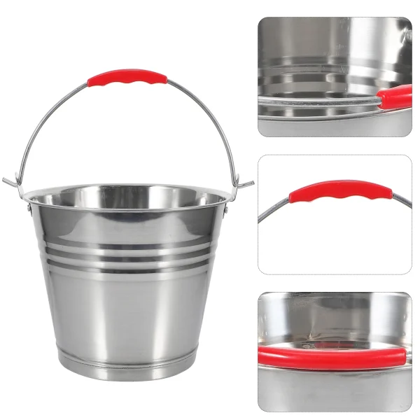 Stainless Steel Bucket Portable Trash Can Large Capacity Water Pail Milk Barrel Corrosion Resistant Oxidation Proof 3