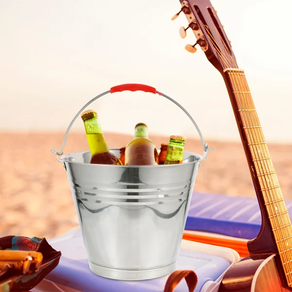 Stainless Steel Bucket Portable Trash Can Large Capacity Water Pail Milk Barrel Corrosion Resistant Oxidation Proof 4