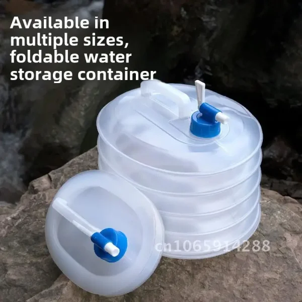 Portable Folding Water Bucket 5L/10L/15L Transparent Plastic for Outdoor Camping Car Travel Home Storage with Faucet 2