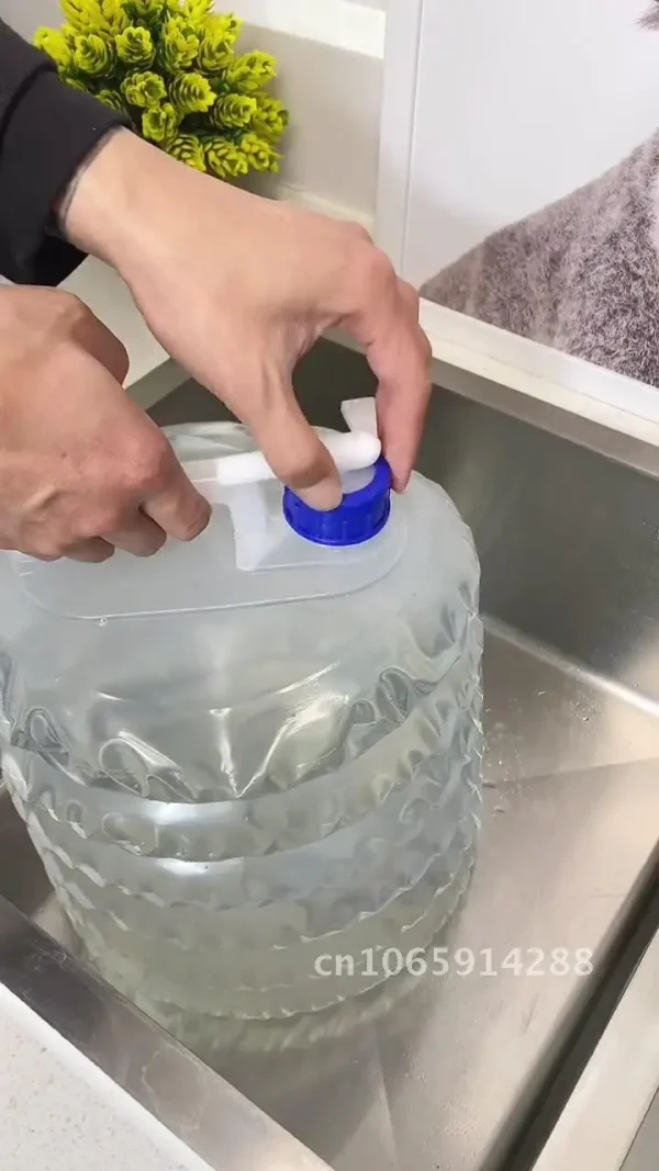 Portable Folding Water Bucket 5L/10L/15L Transparent Plastic for Outdoor Camping Car Travel Home Storage with Faucet 4