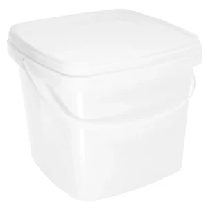 1pcs Plastic Bucket Square 1L White Portable Water Bucket with Handle Lid Storage Container for Home Garden Dorm 1