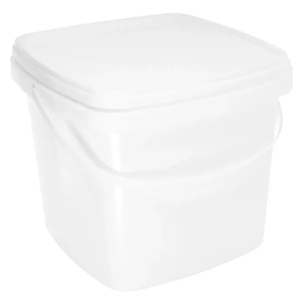 1pcs Plastic Bucket Square 1L White Portable Water Bucket with Handle Lid Storage Container for Home Garden Dorm 1