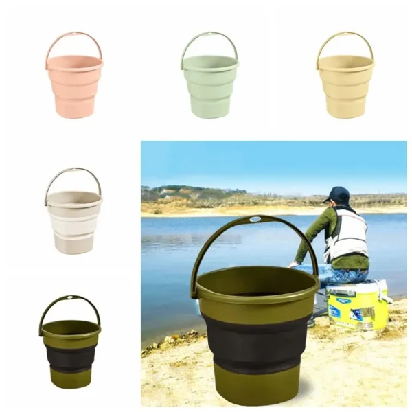 Durable Collapsible Folding Bucket Portable Plastic Fishing Bucket Thickened with Anti Slip Handle Car Wash Bucket Bathroom 2