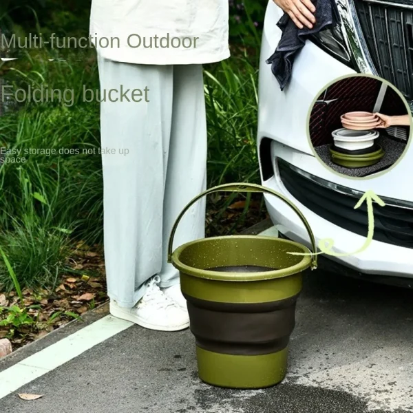 Durable Collapsible Folding Bucket Portable Plastic Fishing Bucket Thickened with Anti Slip Handle Car Wash Bucket Bathroom 5