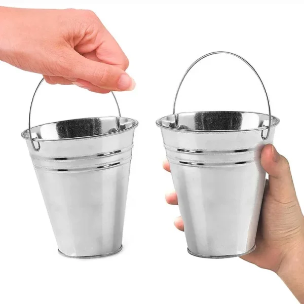 5/10pcs 12.8x11.5cm Large Galvanized Metal Buckets with Handle, Unique Goody Baskets, Great for Party Favors, Party Accessories 1