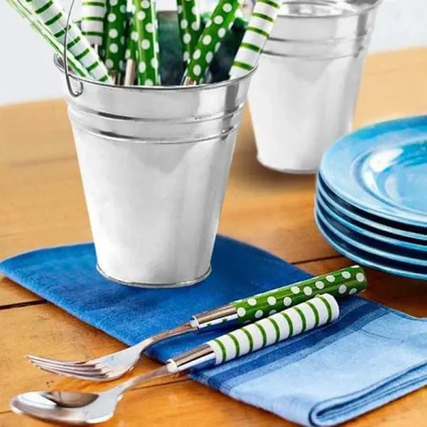 5/10pcs 12.8x11.5cm Large Galvanized Metal Buckets with Handle, Unique Goody Baskets, Great for Party Favors, Party Accessories 4
