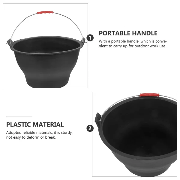 Construction Site Bucket 30cm Opening 17cm Bottom 17.5cm Height Portable Handle Storage Cement Mixing Rubber Bucket 2