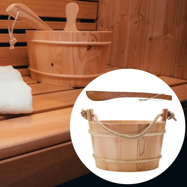 4L Professional Portable Sauna Bucket with Ladle for Bathing Bathroom Winter 4