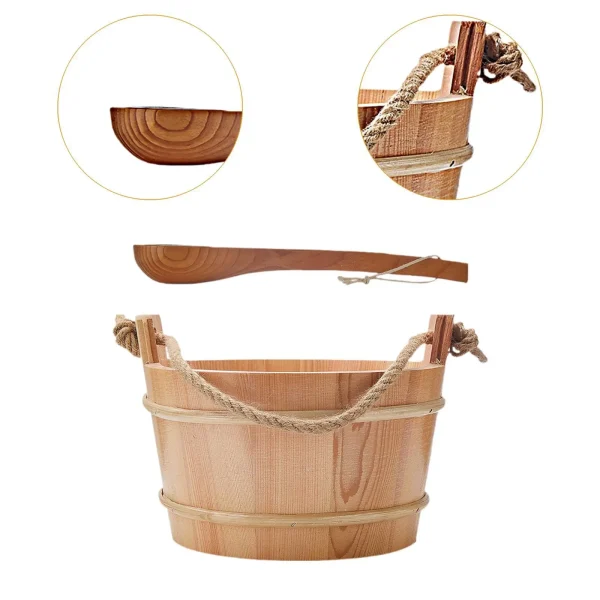 4L Professional Portable Sauna Bucket with Ladle for Bathing Bathroom Winter 5