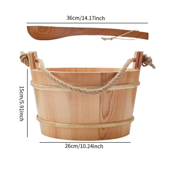 4L Professional Portable Sauna Bucket with Ladle for Bathing Bathroom Winter 6