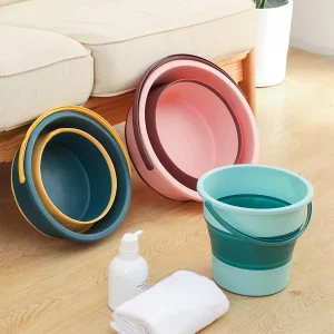 Collapsible Plastic Bucket,Foldable Round Tub,Portable Fishing Water Pail, Outdoor Waterpot for Garden Camping Car Mop Cleaning 1