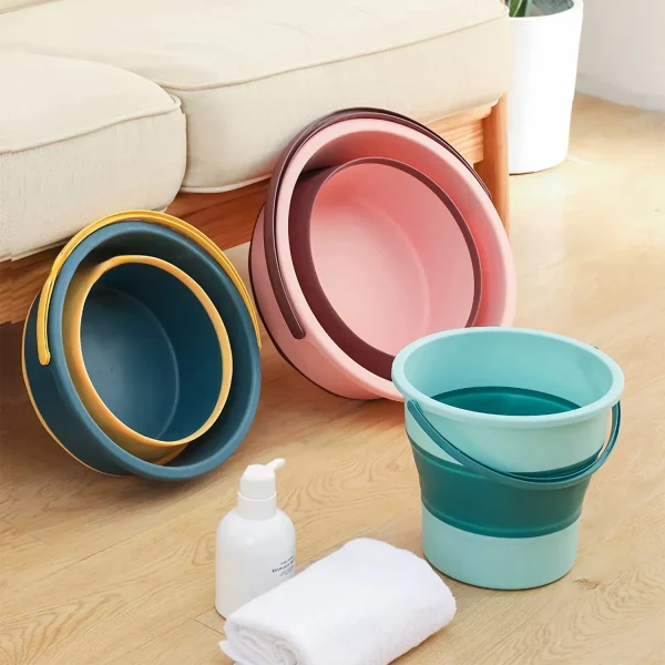 Collapsible Plastic Bucket,Foldable Round Tub,Portable Fishing Water Pail, Outdoor Waterpot for Garden Camping Car Mop Cleaning 1