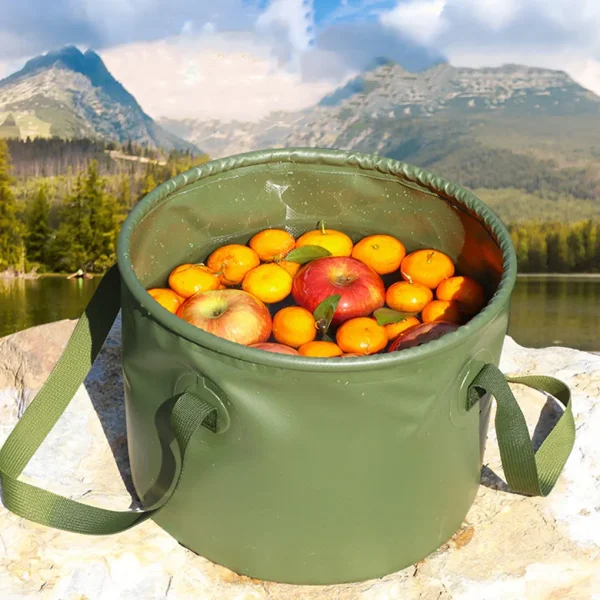 Foldable Water Bucket Portable Fishing Storage Container with Hanging Rope Cleaning Basin Camping Picnic Hiking 5