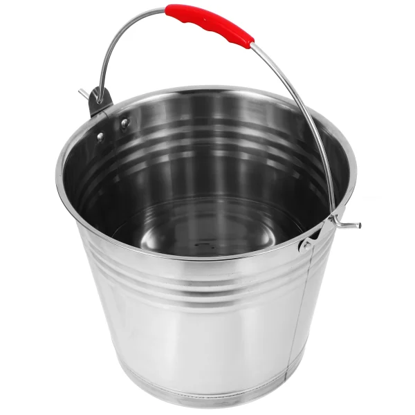 Stainless Steel Bucket 24cm 6.0L Handheld Portable Water Milk Container Round Metal Pail Handle Multipurpose Corrosion Resistant 4