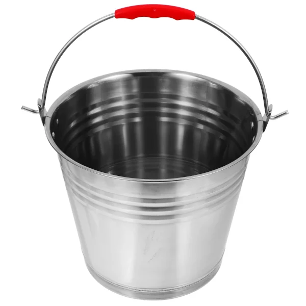 Stainless Steel Bucket 24cm 6.0L Handheld Portable Water Milk Container Round Metal Pail Handle Multipurpose Corrosion Resistant 5