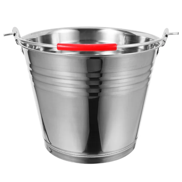 Stainless Steel Bucket 24cm 6.0L Handheld Portable Water Milk Container Round Metal Pail Handle Multipurpose Corrosion Resistant 6