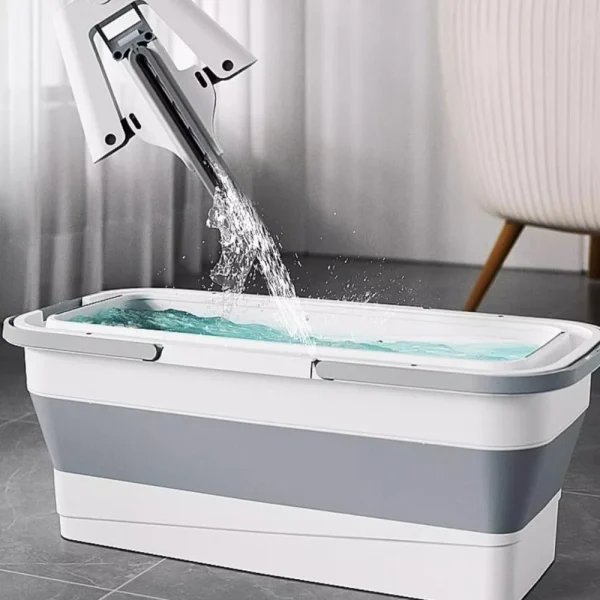 Easy To Carry Rectangular Foldable Mop Bucket Large Reusable Laundry Barrel Silicone Space-Saving Washing Basin Home 1
