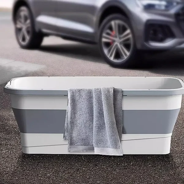 Easy To Carry Rectangular Foldable Mop Bucket Large Reusable Laundry Barrel Silicone Space-Saving Washing Basin Home 2