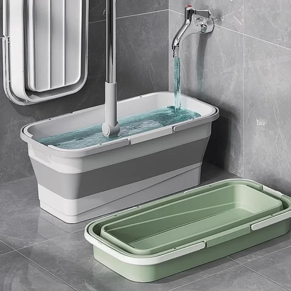 Easy To Carry Rectangular Foldable Mop Bucket Large Reusable Laundry Barrel Silicone Space-Saving Washing Basin Home 5