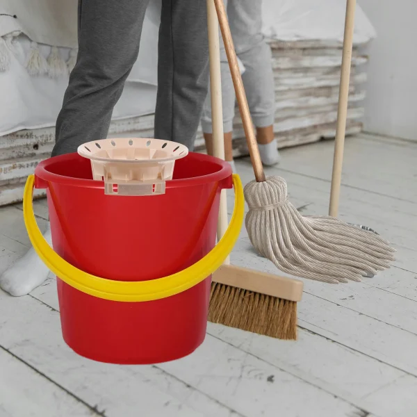 Mop Bucket with Drain Basket Dehydrator Cleaning Supplies Beige Floor Mopping Bucket Squeeze Basket Efficient Cleaning 1