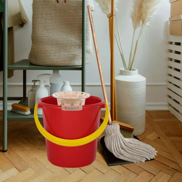 Mop Bucket with Drain Basket Dehydrator Cleaning Supplies Beige Floor Mopping Bucket Squeeze Basket Efficient Cleaning 3