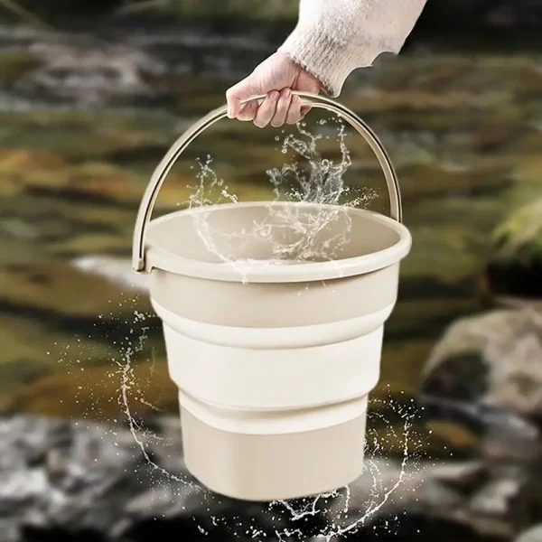 Foldable Water Pail 9L Folding Portable Fishing Water Bucket Space Saving Outdoor Waterpot Compact Bucket With Handle 2