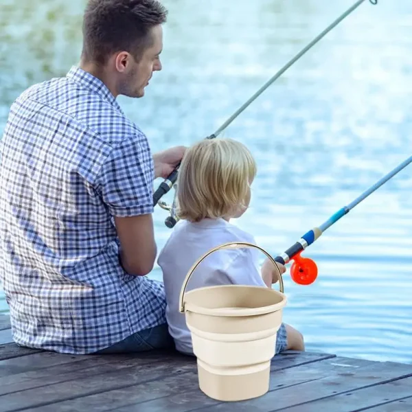 Foldable Water Pail 9L Folding Portable Fishing Water Bucket Space Saving Outdoor Waterpot Compact Bucket With Handle 3