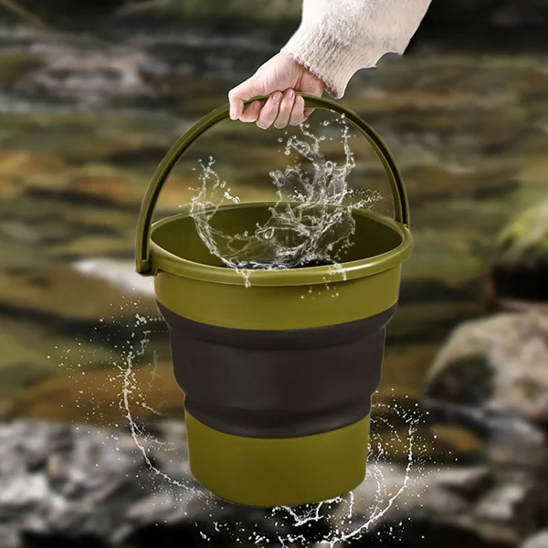 Foldable Water Pail 9L Folding Portable Fishing Water Bucket Space Saving Outdoor Waterpot Compact Bucket With Handle 5