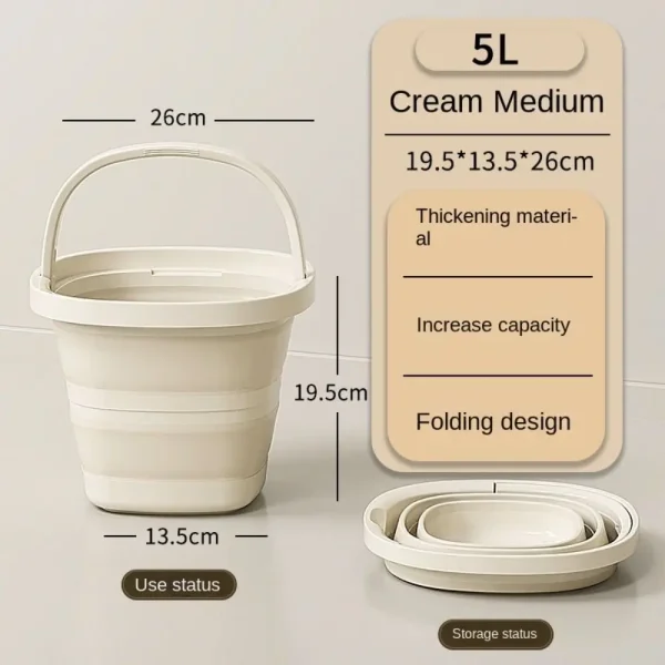 Multifunctional Folding Bucket 5/10L Portable Outdoor Fishing Bucket Compact Thickened Collapsible Wash Basin 3