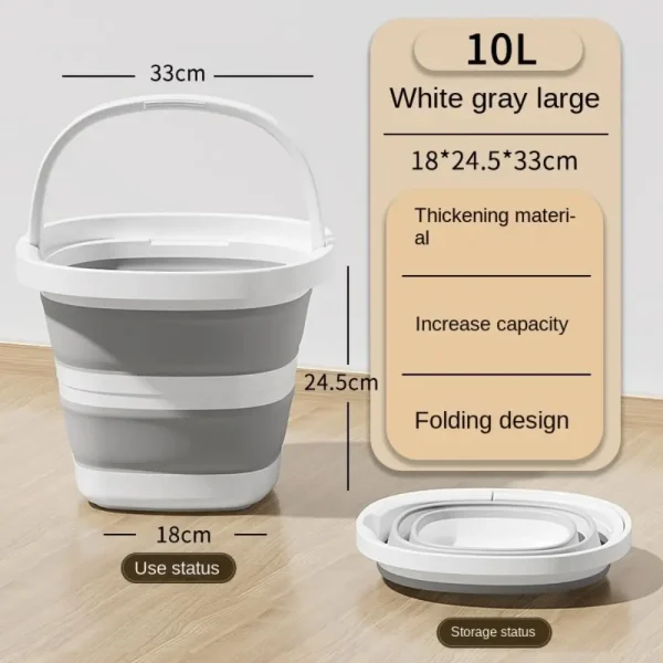 Multifunctional Folding Bucket 5/10L Portable Outdoor Fishing Bucket Compact Thickened Collapsible Wash Basin 4