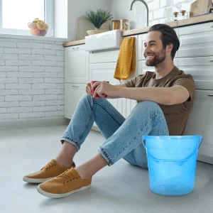 Plastic Water Bucket 12L Blue Storage Tank Portable Handle Laundry Bathing Cleaning Bucket For Dormitory Home Kitchen 1