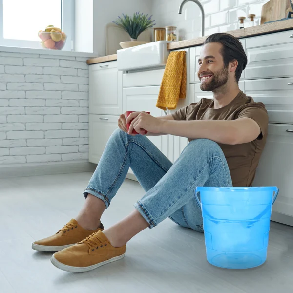 Plastic Water Bucket 12L Blue Storage Tank Portable Handle Laundry Bathing Cleaning Bucket For Dormitory Home Kitchen 1