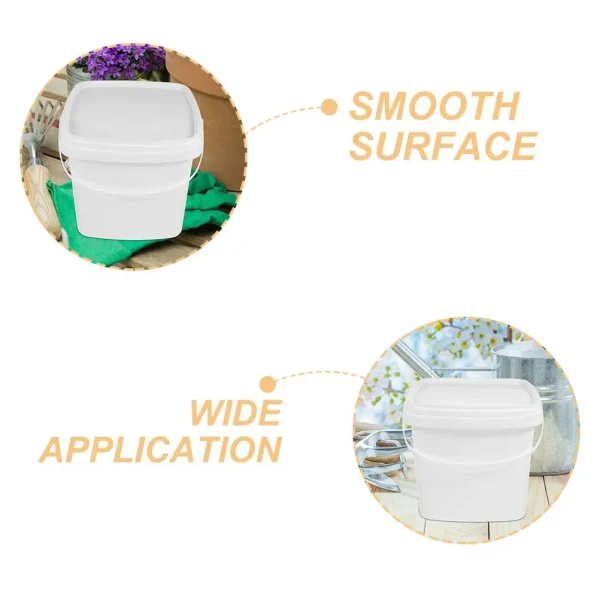 1L Plastic Bucket With Handle Lid Multi Functional Water Ice Milk Storage Bucket For Garden Dorm Portable Sturdy 3
