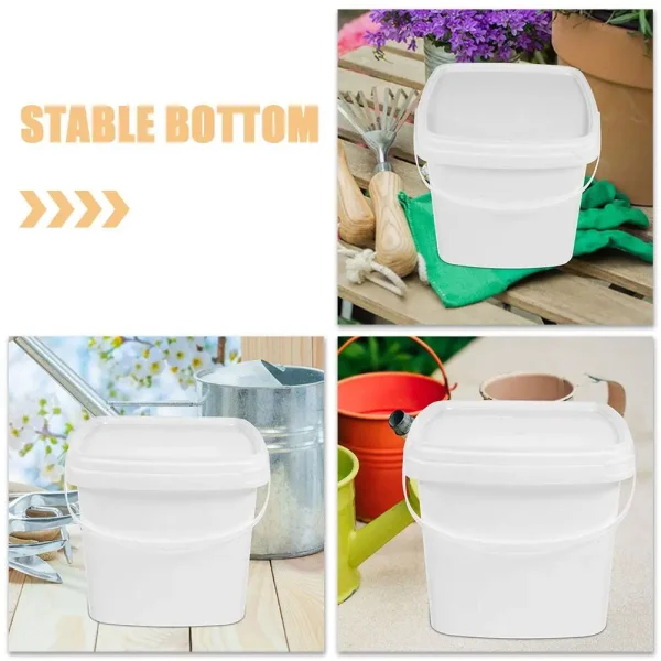 1L Plastic Bucket With Handle Lid Multi Functional Water Ice Milk Storage Bucket For Garden Dorm Portable Sturdy 4