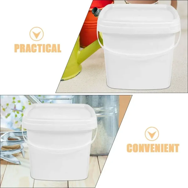 1L Plastic Bucket With Handle Lid Multi Functional Water Ice Milk Storage Bucket For Garden Dorm Portable Sturdy 6