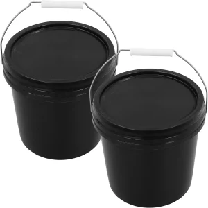 2pcs Sealed Plastic Empty Water Small Bucket with Lid for Home Garden Dorm Portable Storage Cleaning Farm Bucket 1