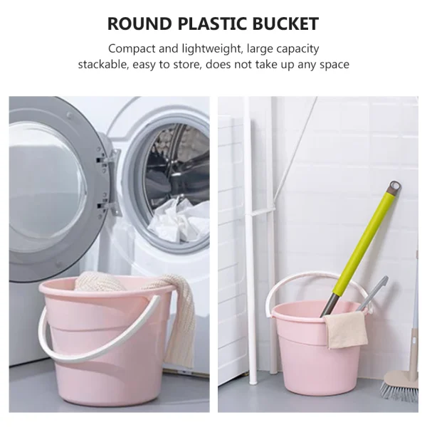 1pcs Car Wash Bucket Round Plastic Waterproof Cleaning Pail Container Storage Mop Use Lightweight Large Capacity 2