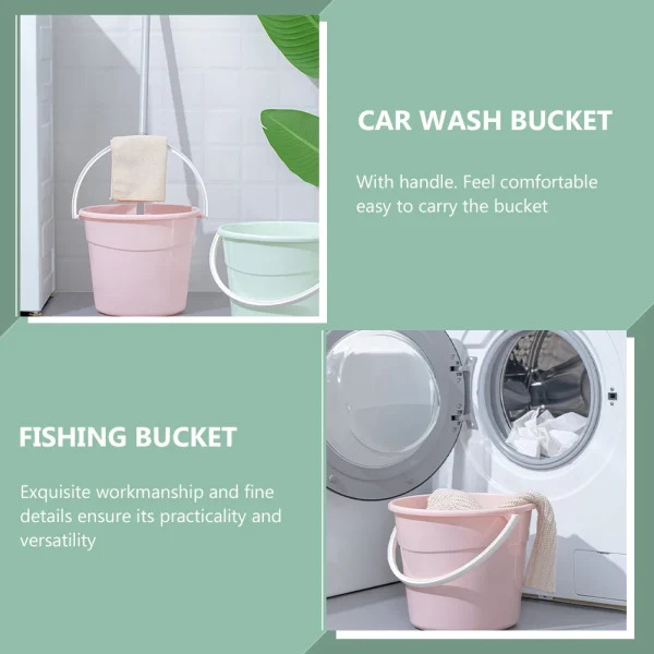 1pcs Car Wash Bucket Round Plastic Waterproof Cleaning Pail Container Storage Mop Use Lightweight Large Capacity 4