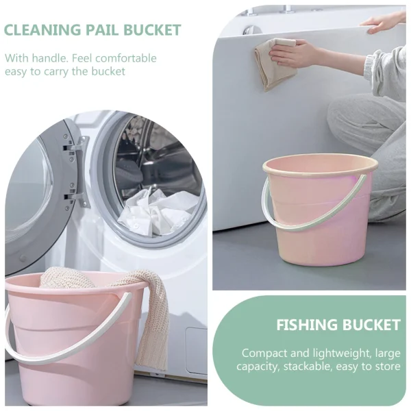 1pcs Car Wash Bucket Round Plastic Waterproof Cleaning Pail Container Storage Mop Use Lightweight Large Capacity 6