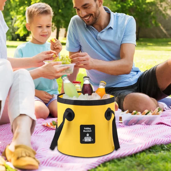 Foldable Bucket Water Container For Camping 12/20 L Waterproof Folding Bucket With Handle For Beach Laundry Car Washing Fishing 3